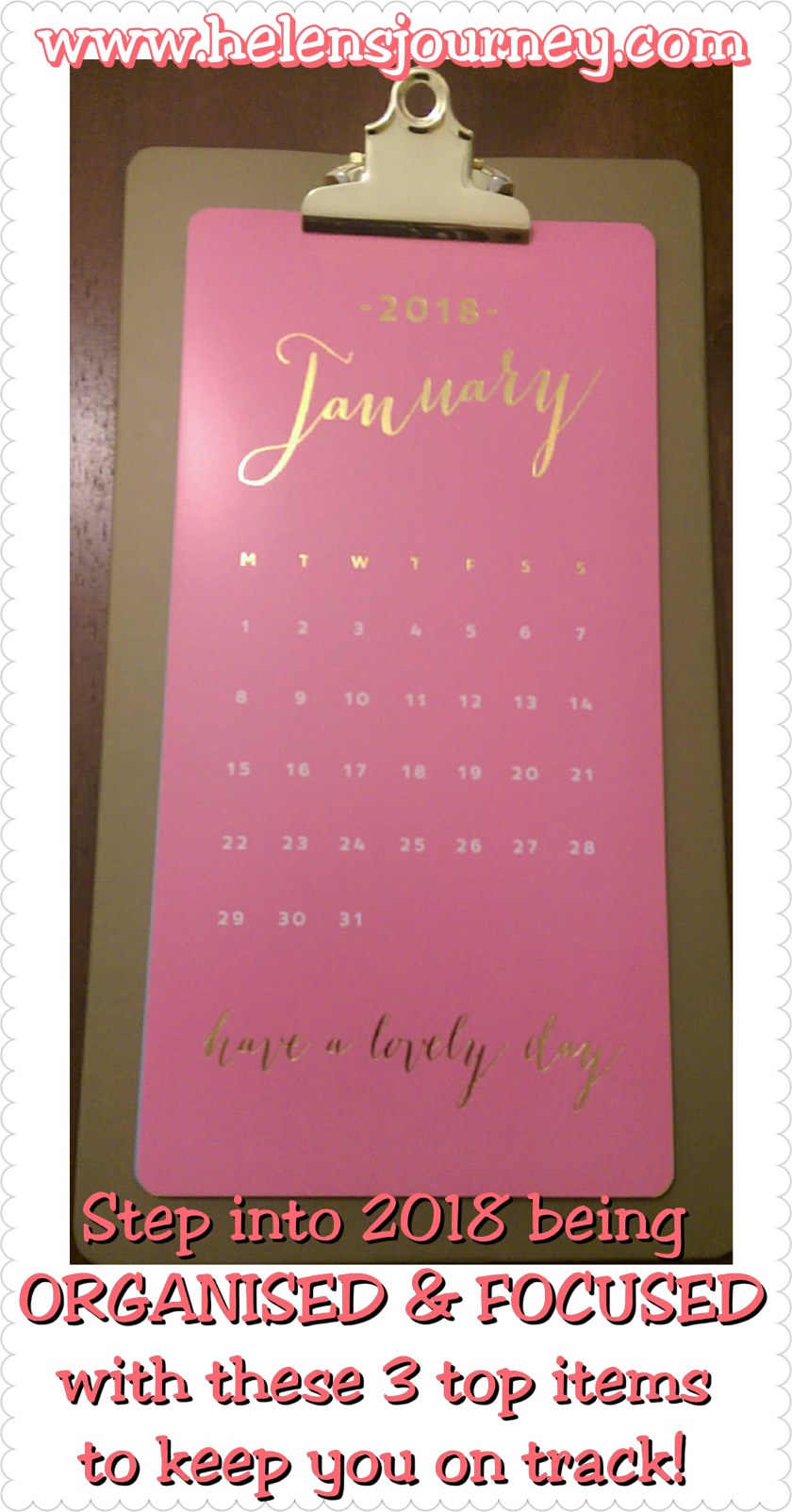 stay organised with a calendar for the new year by helens journey