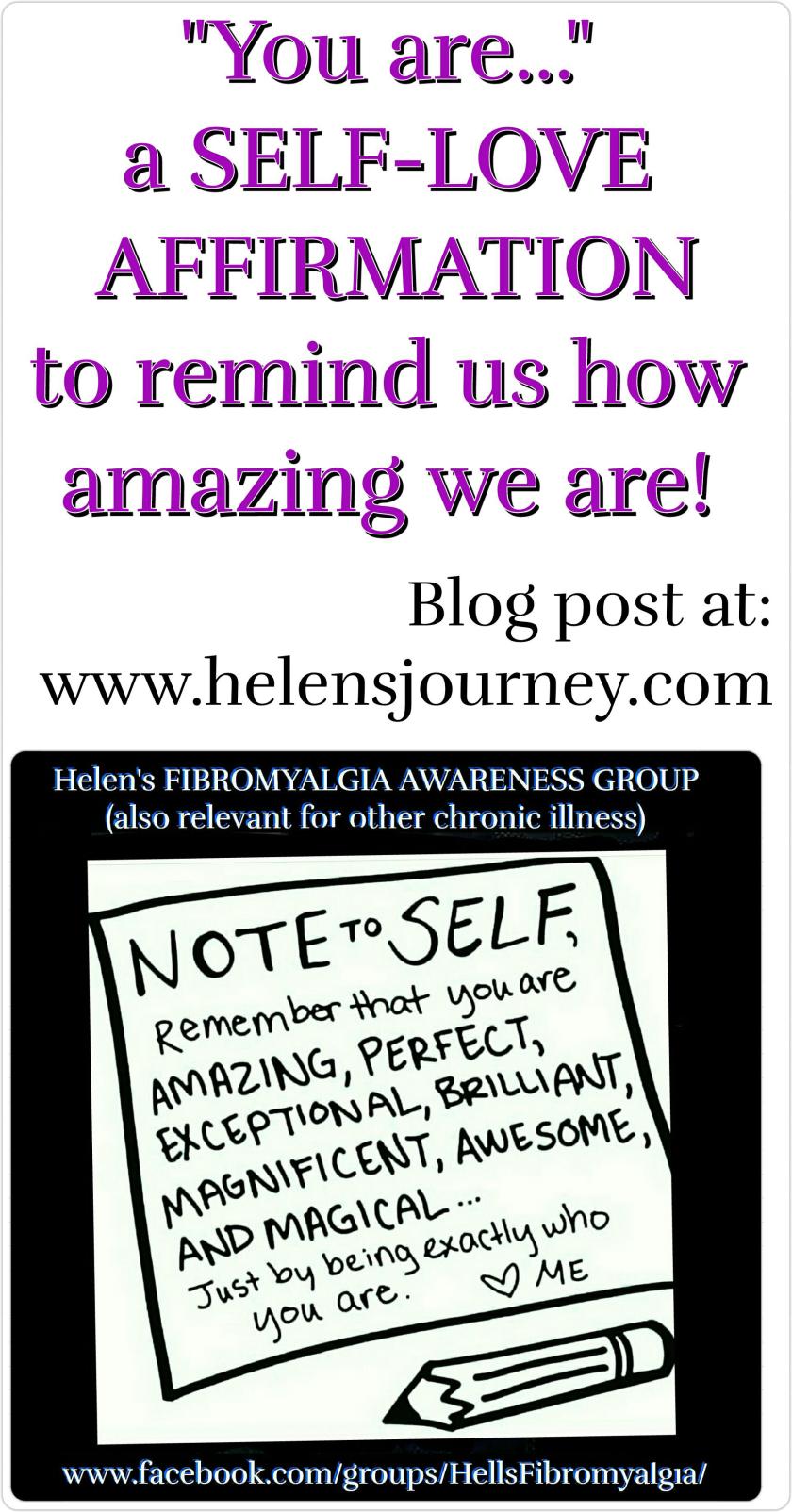 you are affirmation and blog about the importance of self love