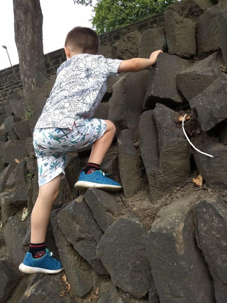 Rock climbing at Kirkstall Abbey historical site, a free day out in Leeds. Read the review by Helen's Journey Blog